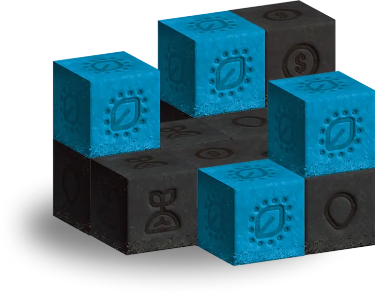 Blue and charcoal nutrition blocks